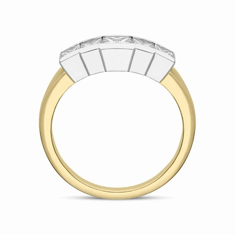 18ct Yellow Gold Diamond Princess Cut Half Eternity Ring