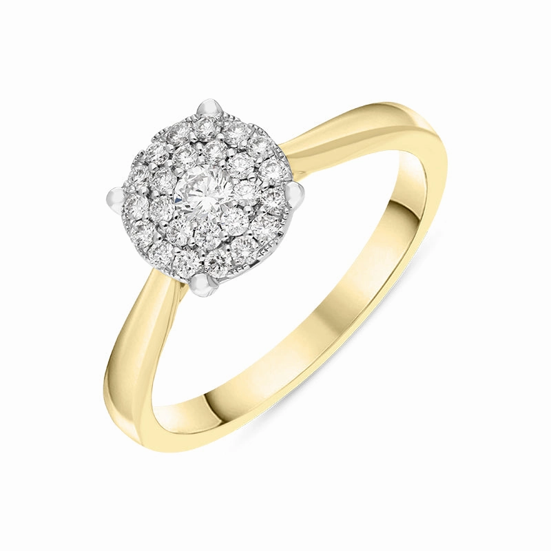 18ct Yellow Gold Diamond Round Brilliant Cut Cluster Ring