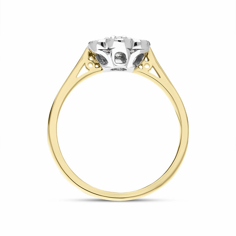 18ct Yellow Gold Diamond Round Brilliant Cut Cluster Ring