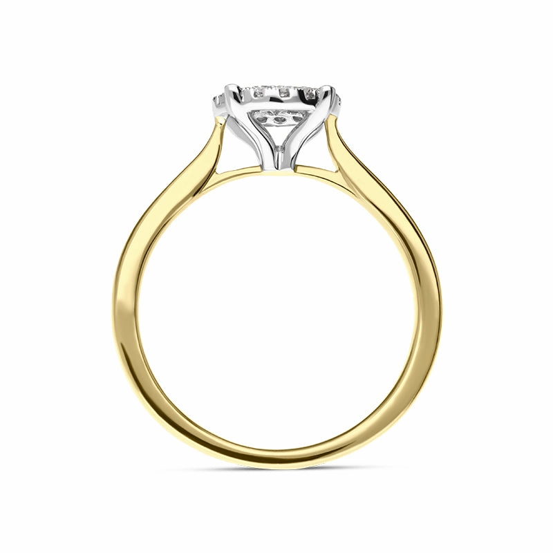 18ct Yellow Gold Diamond Round Brilliant Cut Cluster Ring