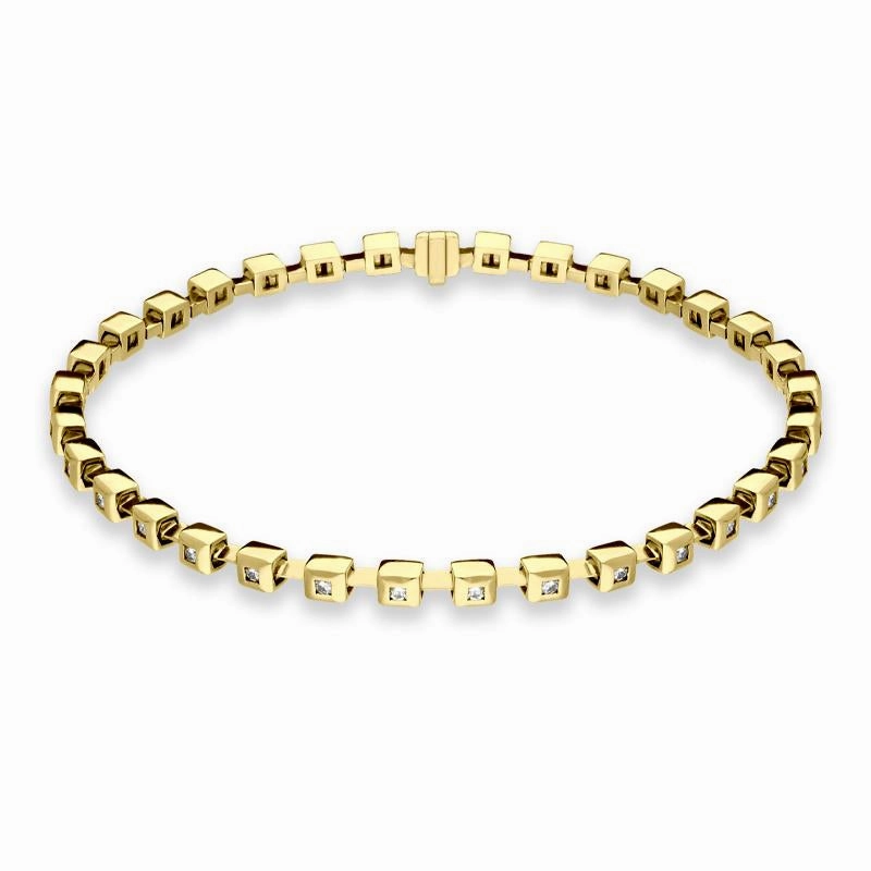 18ct Yellow Gold Diamond Small Square Bracelet D