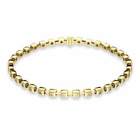 18ct Yellow Gold Diamond Small Square Bracelet D