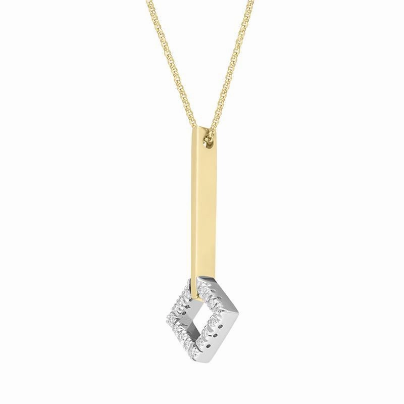 18ct Yellow Gold Diamond Square Drop Necklace