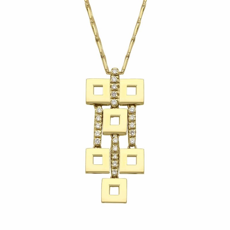 18ct Yellow Gold Diamond Square Necklace