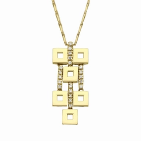 18ct Yellow Gold Diamond Square Necklace