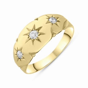 18ct Yellow Gold Diamond Tapered Band Ring