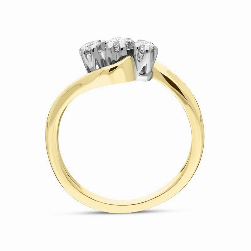 18ct Yellow Gold Diamond Three Stone Claw Set Twisted Ring