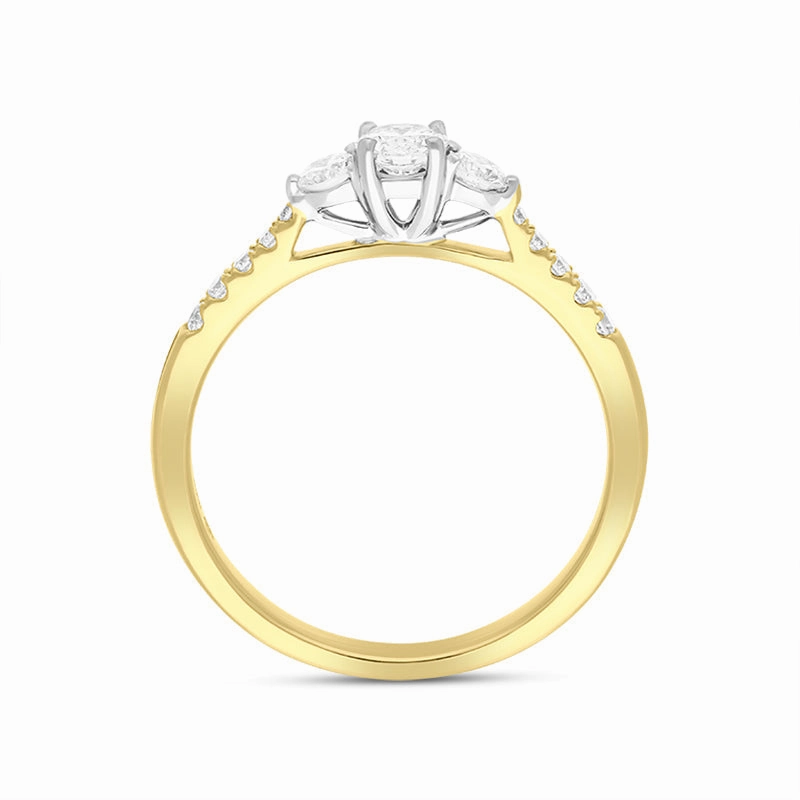 18ct Yellow Gold Diamond Three Stone Shoulder Set Ring