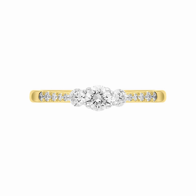 18ct Yellow Gold Diamond Three Stone Shoulder Set Ring