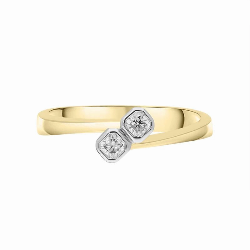 18ct Yellow Gold Double Diamond Twisted Ring D