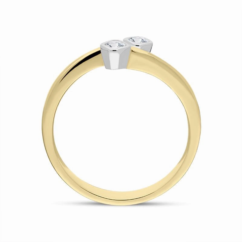 18ct Yellow Gold Double Diamond Twisted Ring D