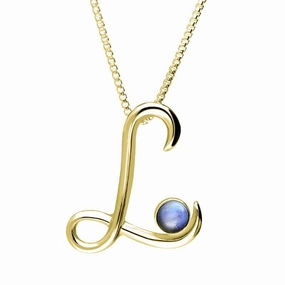 18ct Yellow Gold Moonstone Love Letters Initial L Necklace
