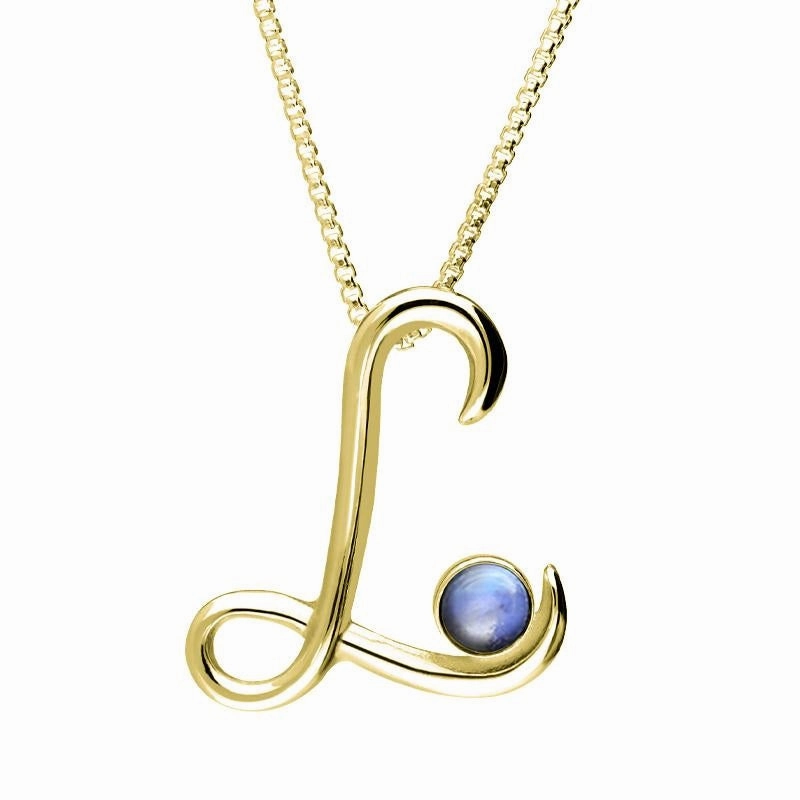 18ct Yellow Gold Moonstone Love Letters Initial L Necklace