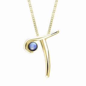18ct Yellow Gold Moonstone Love Letters Initial T Necklace