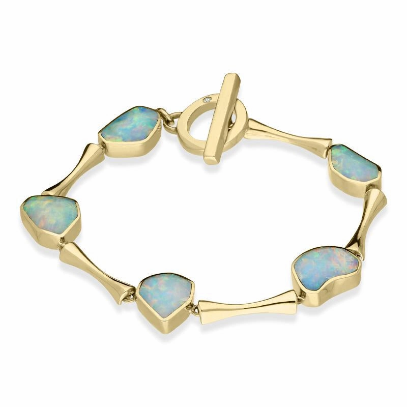 18ct Yellow Gold Opal Diamond Link Bracelet D