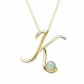 18ct Yellow Gold Opal Love Letters Initial K Necklace