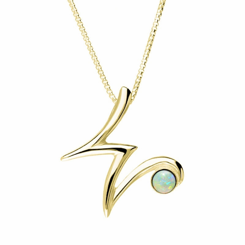 18ct Yellow Gold Opal Love Letters Initial W Necklace