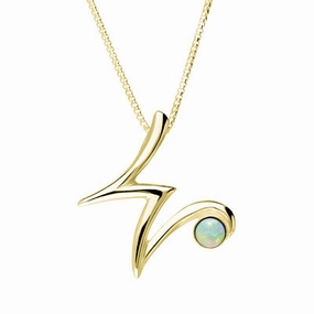 18ct Yellow Gold Opal Love Letters Initial W Necklace