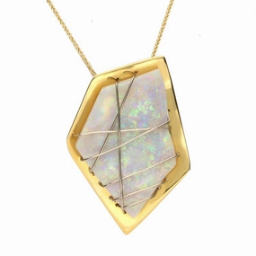18ct Yellow Gold Opal Unique Abstract Wrap Over Necklace D
