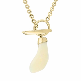 18ct yellow Gold Organic Opal T Bar Necklace D