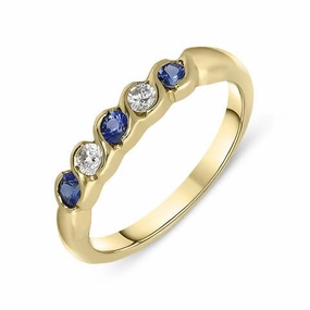 18ct Yellow Gold Sapphire Diamond Half Eternity Ring