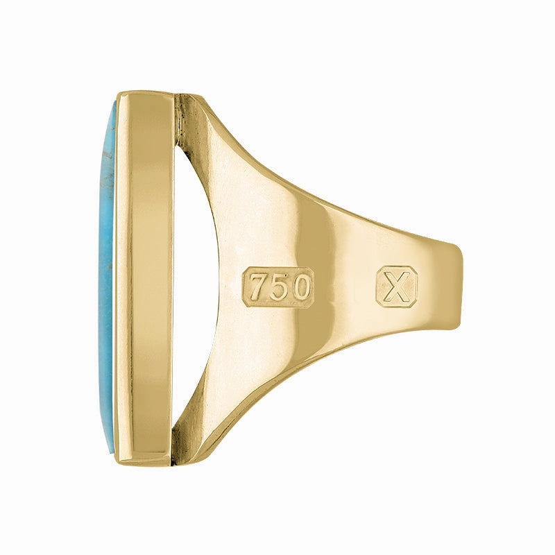 18ct Yellow Gold Turquoise Hallmark Medium Oblong Ring