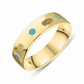 18ct Yellow Gold Turquoise King's Coronation Hallmark 6mm Ring D
