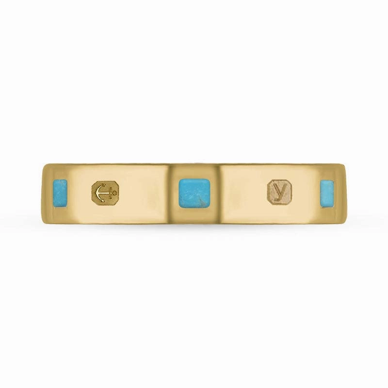 18ct Yellow Gold Turquoise King's Coronation Hallmark Princess Cut 4mm Ring D