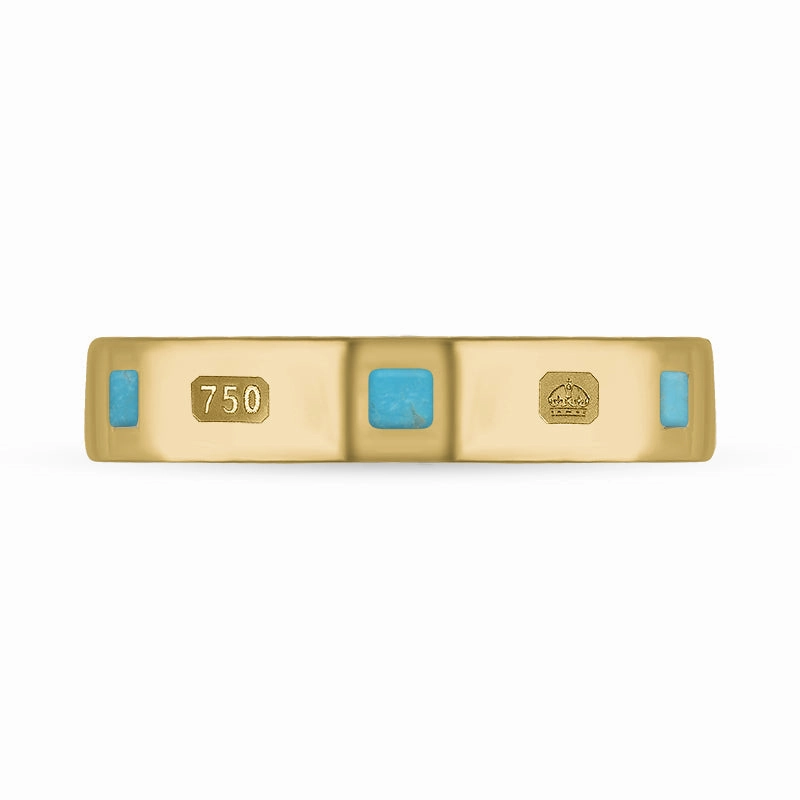 18ct Yellow Gold Turquoise King's Coronation Hallmark Princess Cut 4mm Ring D