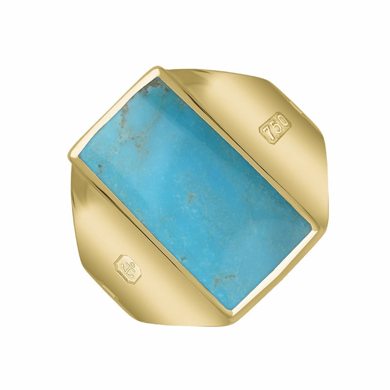 18ct Yellow Gold Turquoise King's Coronation Hallmark Small Oblong Ring D