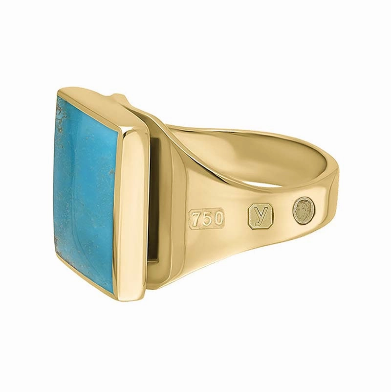 18ct Yellow Gold Turquoise King's Coronation Hallmark Small Oblong Ring D
