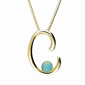 18ct Yellow Gold Turquoise Love Letters Initial C Necklace