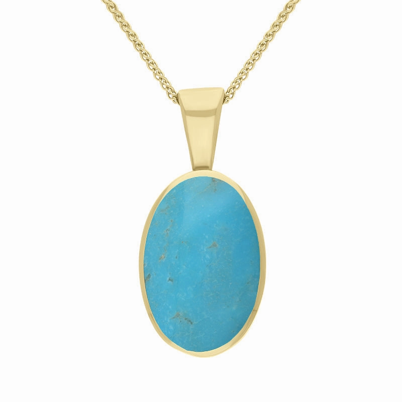 18ct Yellow Gold Turquoise Oval Necklace