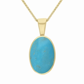 18ct Yellow Gold Turquoise Oval Necklace