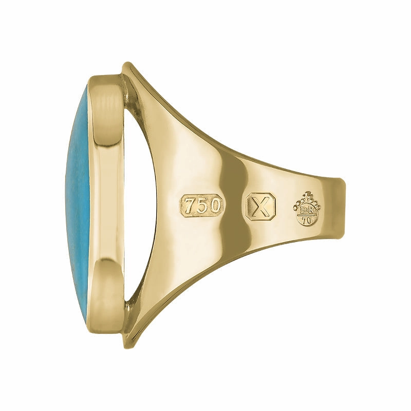 18ct Yellow Gold Turquoise Queen's Jubilee Hallmark Medium Oval Ring D