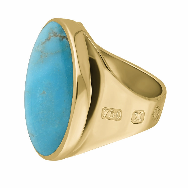18ct Yellow Gold Turquoise Queen's Jubilee Hallmark Medium Round Ring D