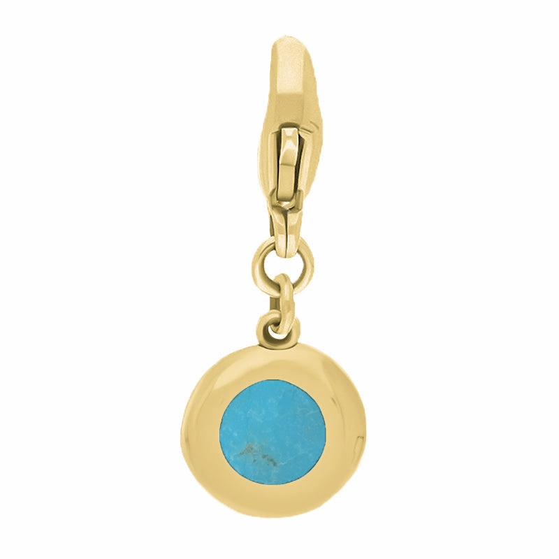 18ct Yellow Gold Turquoise Round Shaped Heart Clip Charm