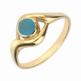 18ct Yellow Gold Turquoise Round Twist Ring