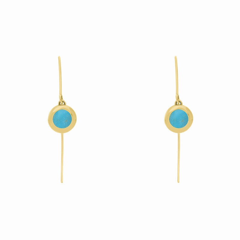 18ct Yellow Gold Turquoise Star Disc Drop Earrings