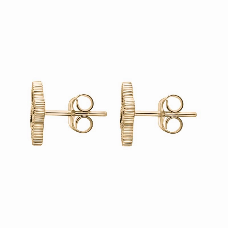 18ct Yellow Gold Whitby Jet Eden Marquise Flower Stud Earrings
