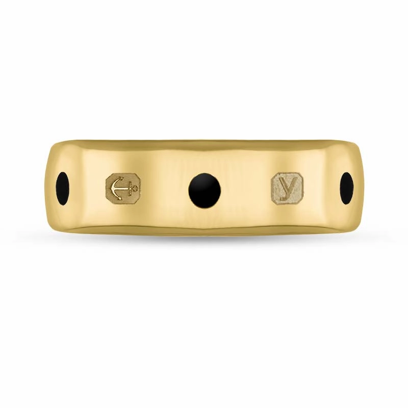 18ct Yellow Gold Whitby Jet King's Coronation Hallmark 6mm Ring D