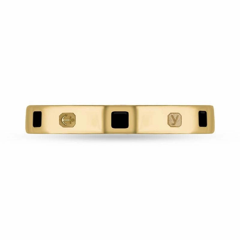 18ct Yellow Gold Whitby Jet King's Coronation Hallmark Princess Cut 3mm Ring D