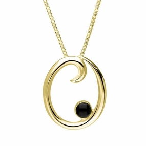 18ct Yellow Gold Whitby Jet Love Letters Initial O Necklace