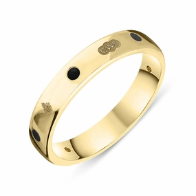 18ct Yellow Gold Whitby Jet Queen's Jubilee Hallmark 4mm Ring D