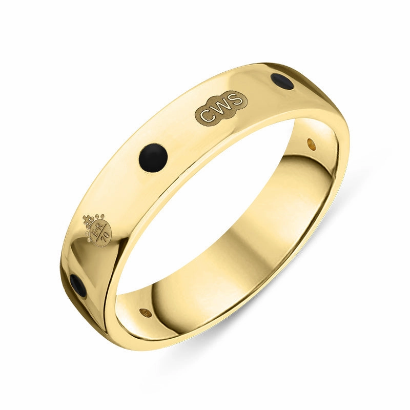 18ct Yellow Gold Whitby Jet Queen's Jubilee Hallmark 5mm Ring D