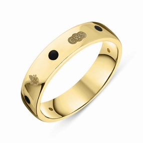 18ct Yellow Gold Whitby Jet Queen's Jubilee Hallmark 5mm Ring D