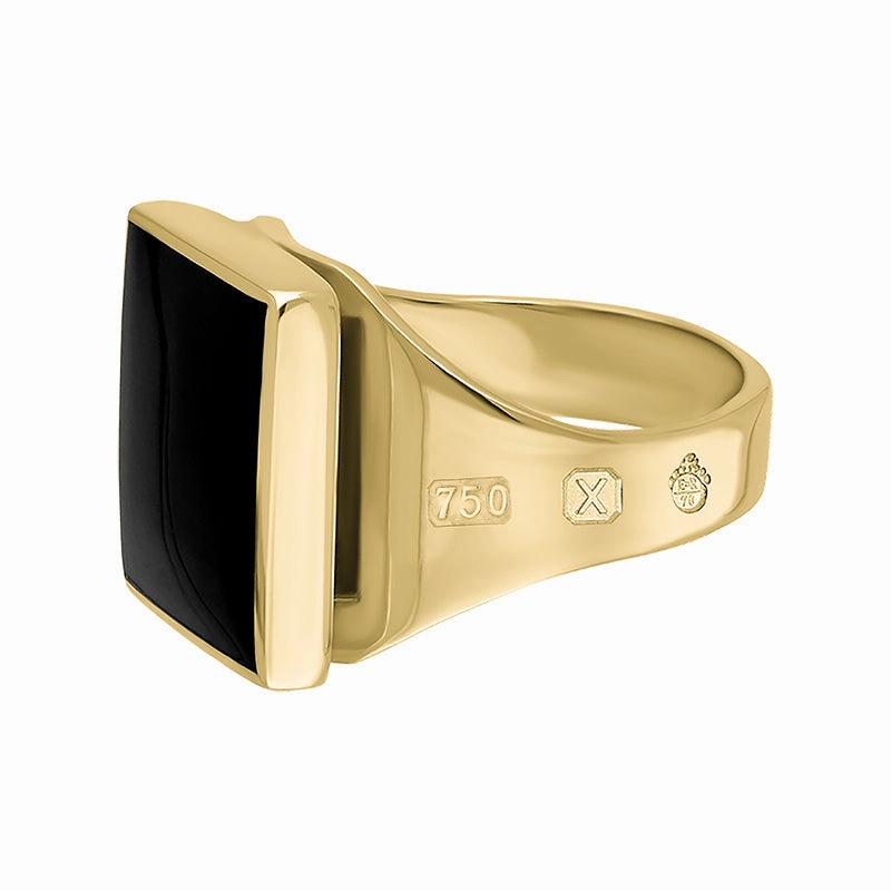 18ct Yellow Gold Whitby Jet Queen's Jubilee Hallmark Small Square Ring D