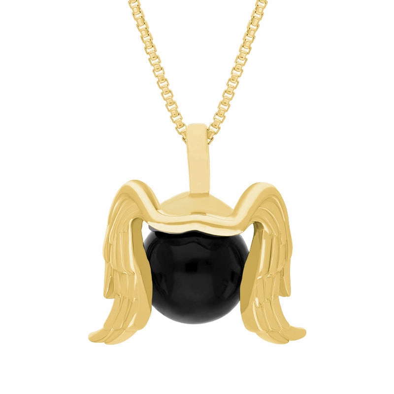 18ct Yellow Gold Whitby Jet Zodiac Virgo 10mm Bead Pendant
