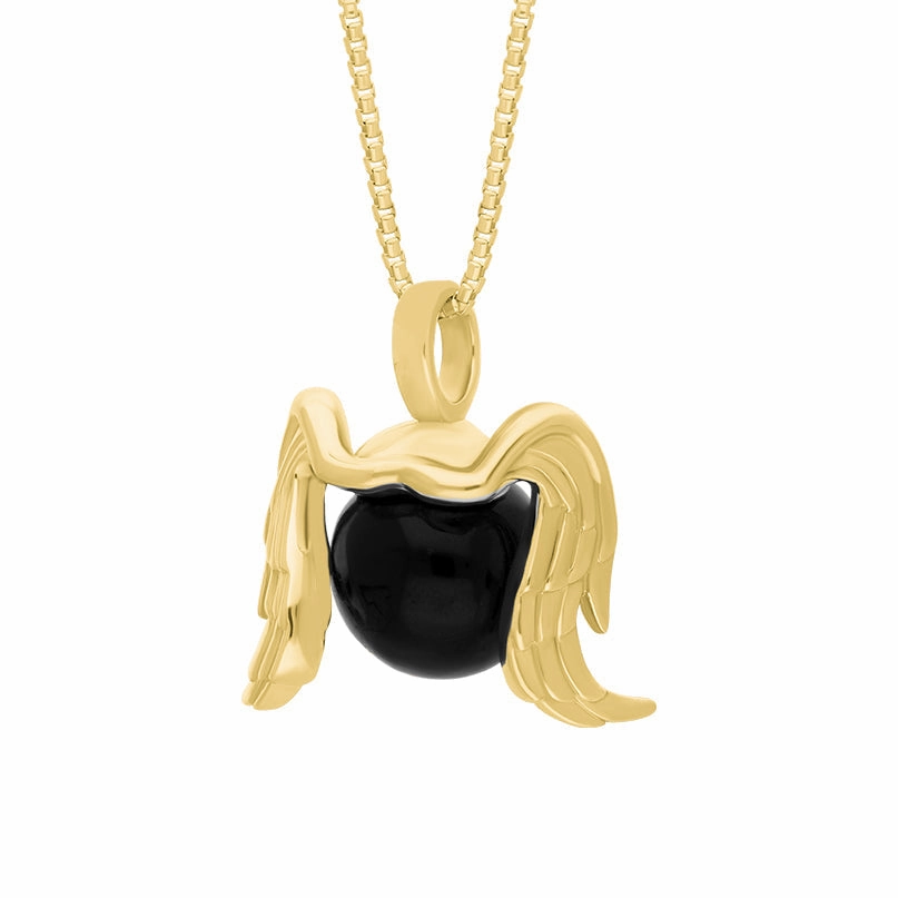 18ct Yellow Gold Whitby Jet Zodiac Virgo 10mm Bead Pendant