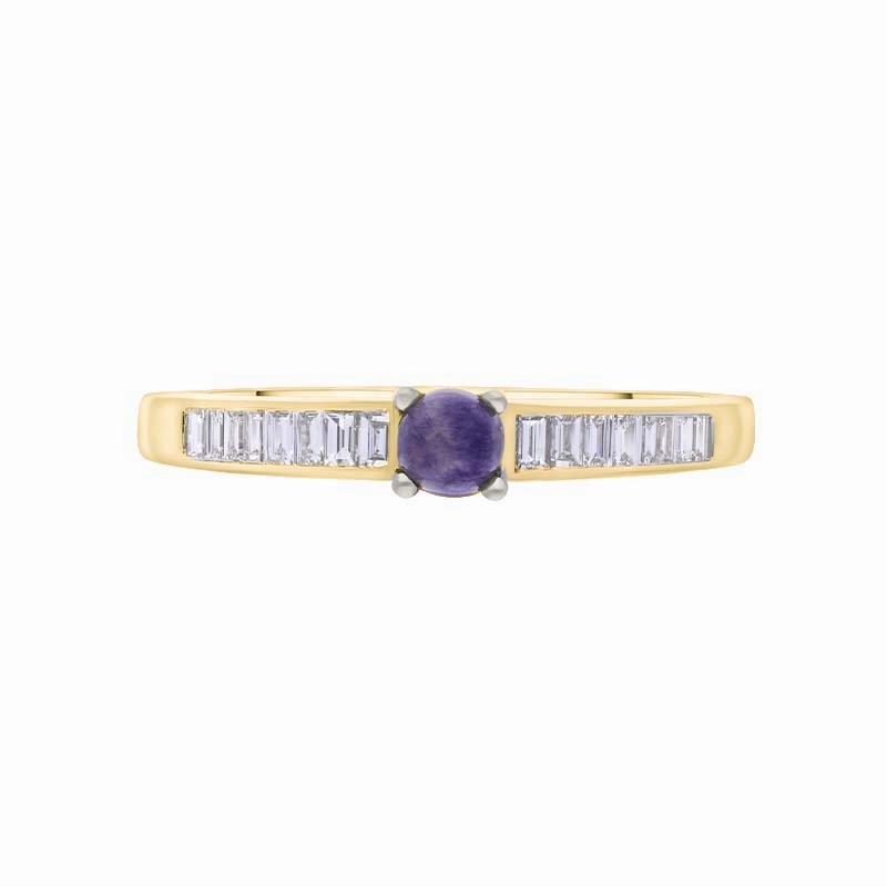 18ct Yellow White Gold Blue John Diamond 0.20ct Round Claw Set Ring
